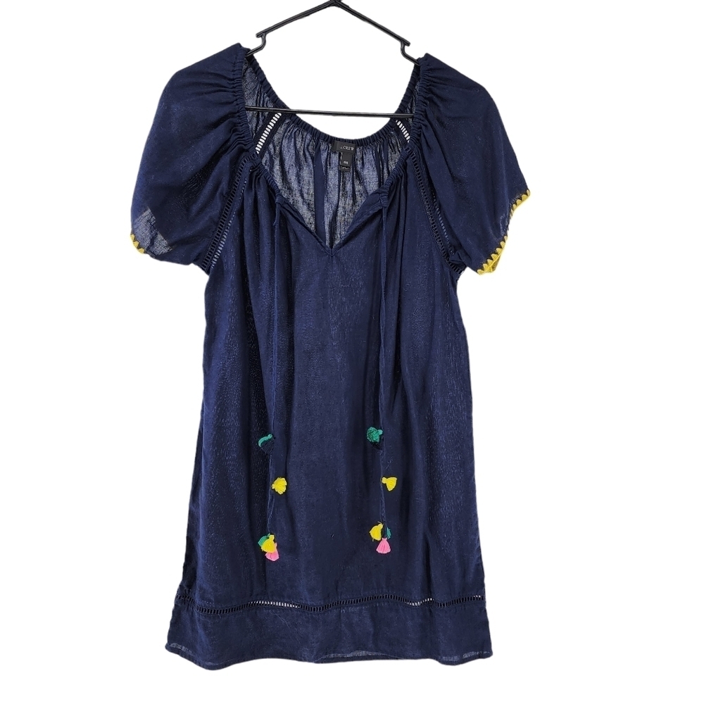 J. Crew Women's Linen Blend Embroidered Short Sleeve Bohol Top - XXS